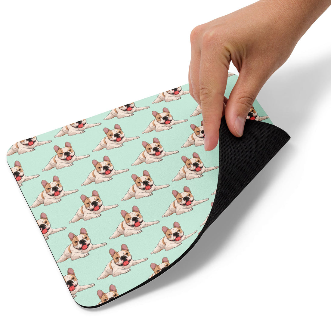 Happy French Bulldog Mouse pad | Fawn & White Colored