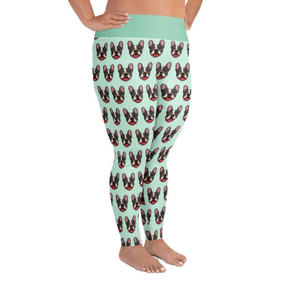 Happy French Bulldog Plus Size Leggings | Black &amp; White Colored