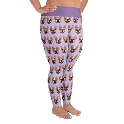 Happy French Bulldog Plus Size Leggings | Fawn &amp; White Colored