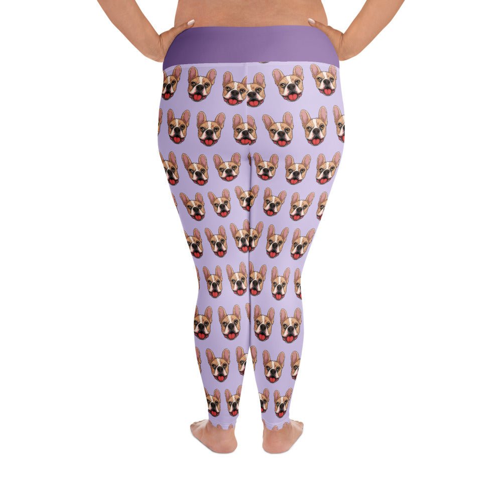 Happy French Bulldog Plus Size Leggings | Fawn &amp; White Colored