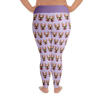 Happy French Bulldog Plus Size Leggings | Fawn &amp; White Colored