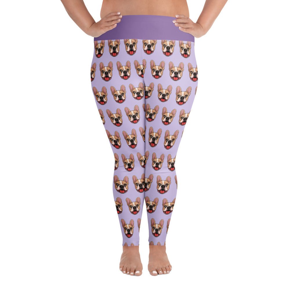 Happy French Bulldog Plus Size Leggings | Fawn &amp; White Colored