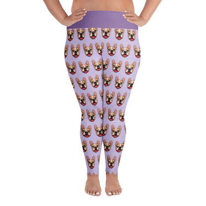 Happy French Bulldog Plus Size Leggings | Fawn &amp; White Colored