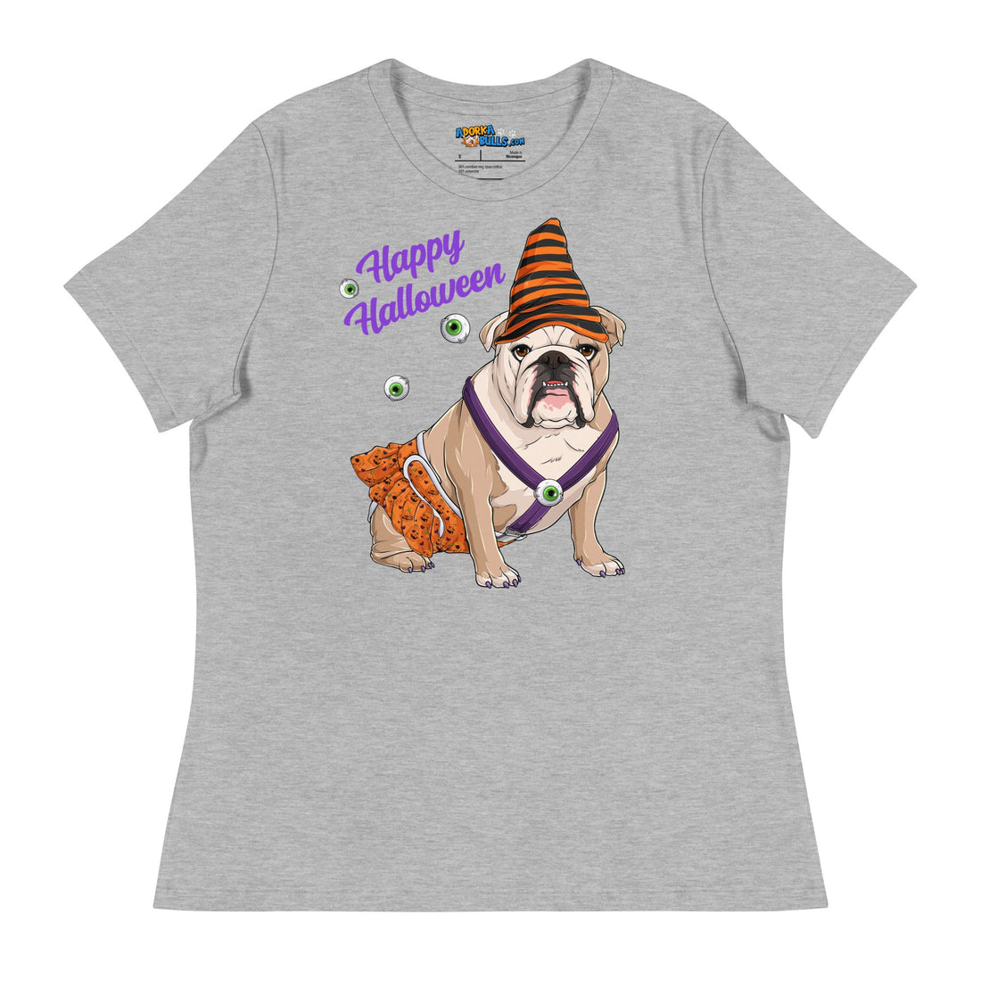 "Happy Halloween" Female English Bulldog Pumpkin Women&