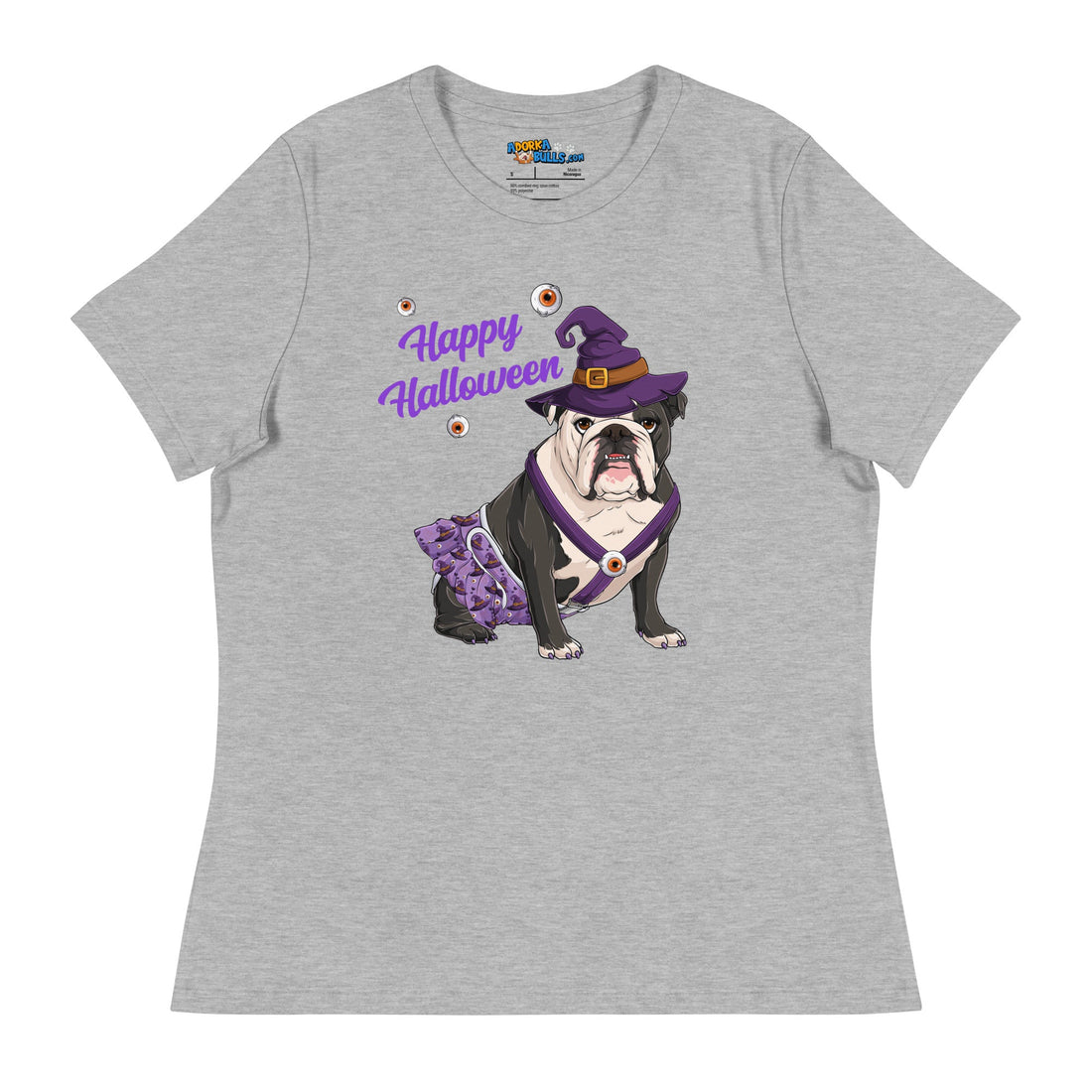 &quot;Happy Halloween&quot; Female English Bulldog Witch Women&