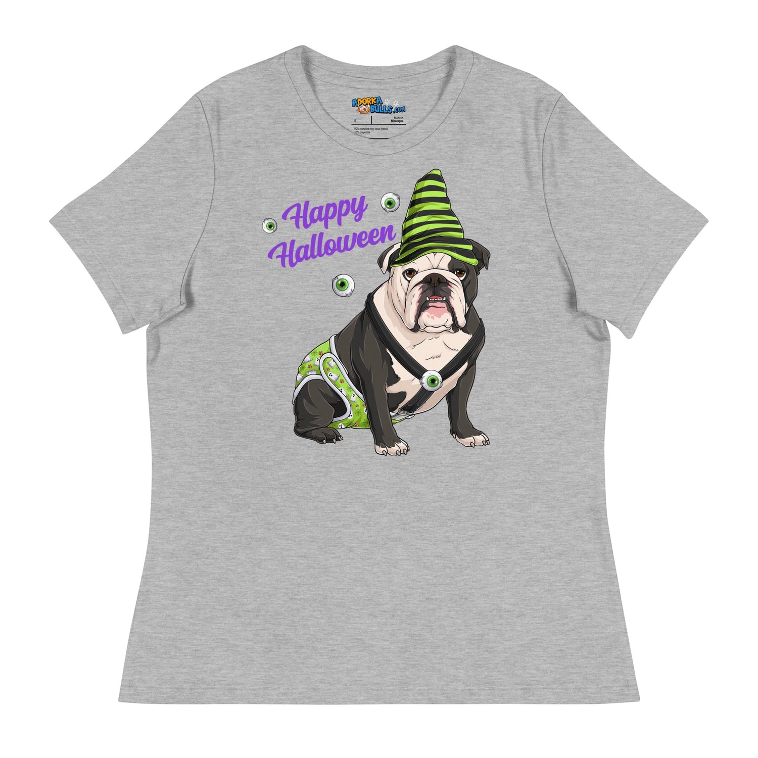 &quot;Happy Halloween&quot; Male English Bulldog Ghost Women&