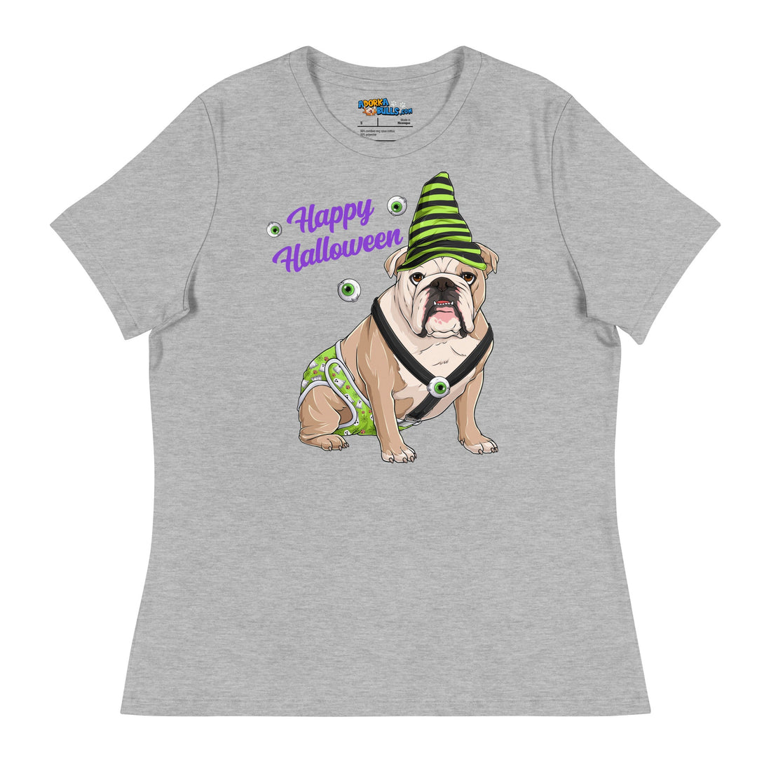 &quot;Happy Halloween&quot; Male English Bulldog Ghost Women&