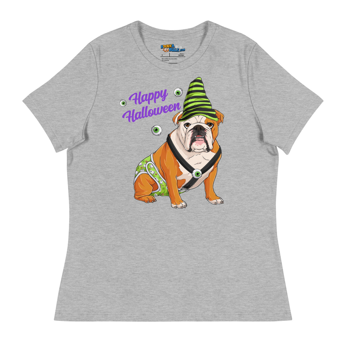 &quot;Happy Halloween&quot; Male English Bulldog Ghost Women&