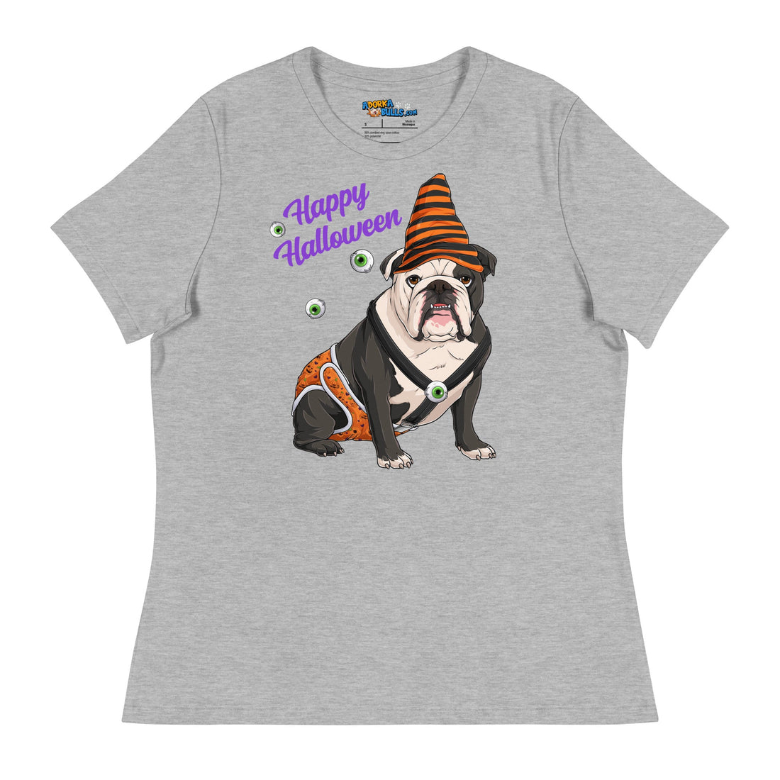 "Happy Halloween" Male English Bulldog Pumpkin Women&