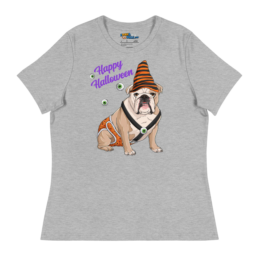 &quot;Happy Halloween&quot; Male English Bulldog Pumpkin Women&