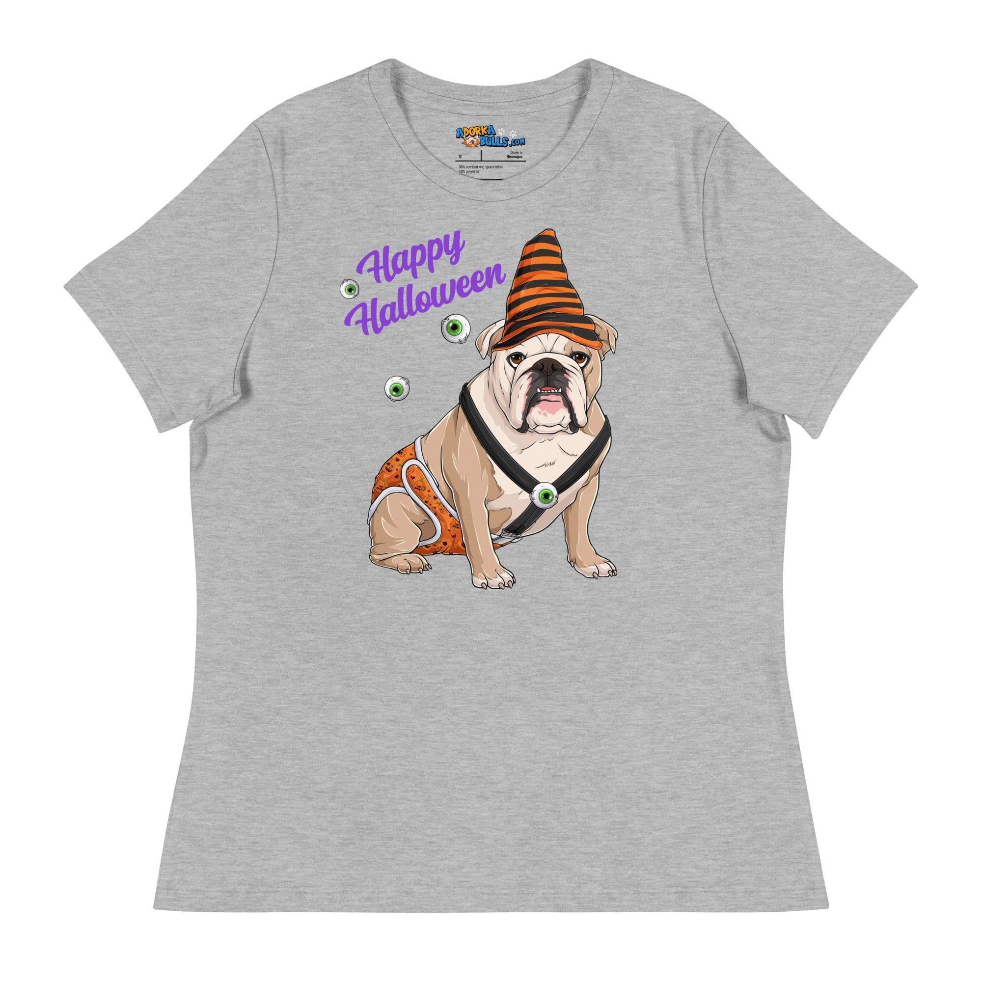 &quot;Happy Halloween&quot; Male English Bulldog Pumpkin Women&