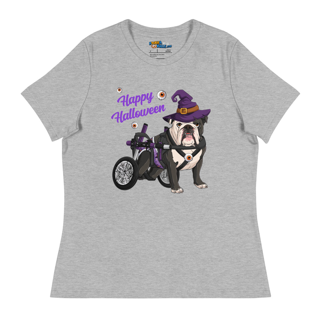 &quot;Happy Halloween&quot; Male English Bulldog Witch Women&