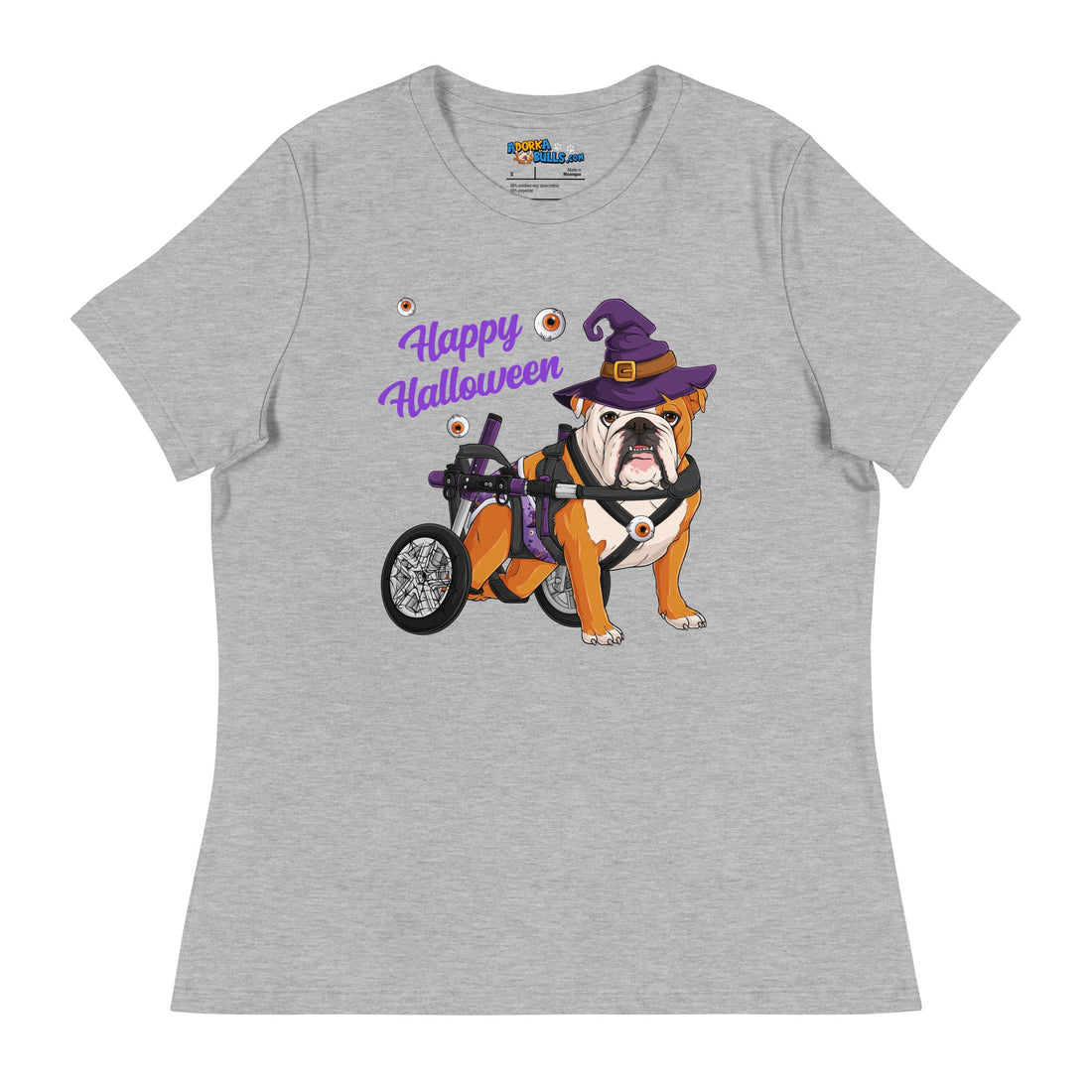 &quot;Happy Halloween&quot; Male English Bulldog Witch Women&