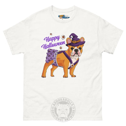 Happy Halloween Witch Spina Bifida Tee – Frenchie · Red &amp; White · Female – White