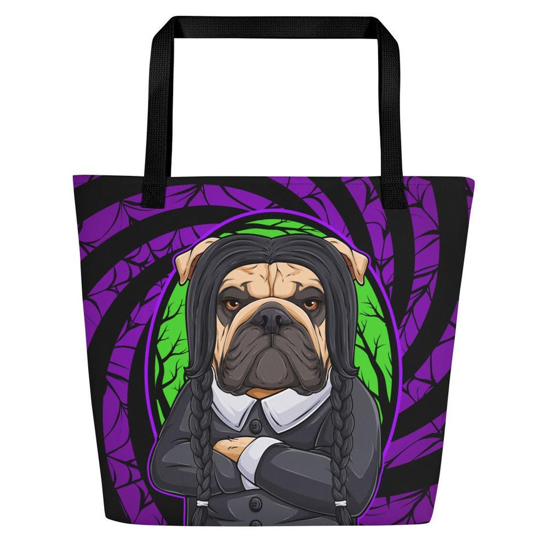 I Hate People English Bulldog Large Tote Bag with Pocket