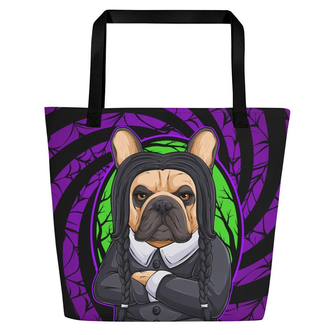 I Hate People French Bulldog Large Tote Bag with Pocket