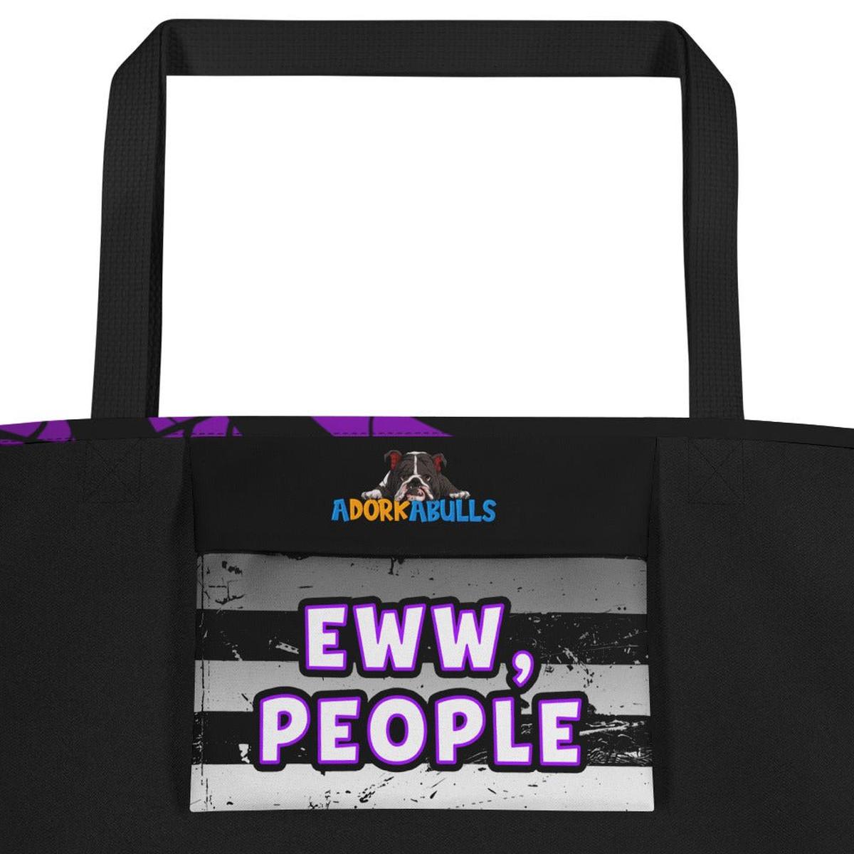 I Hate People French Bulldog Large Tote Bag with Pocket
