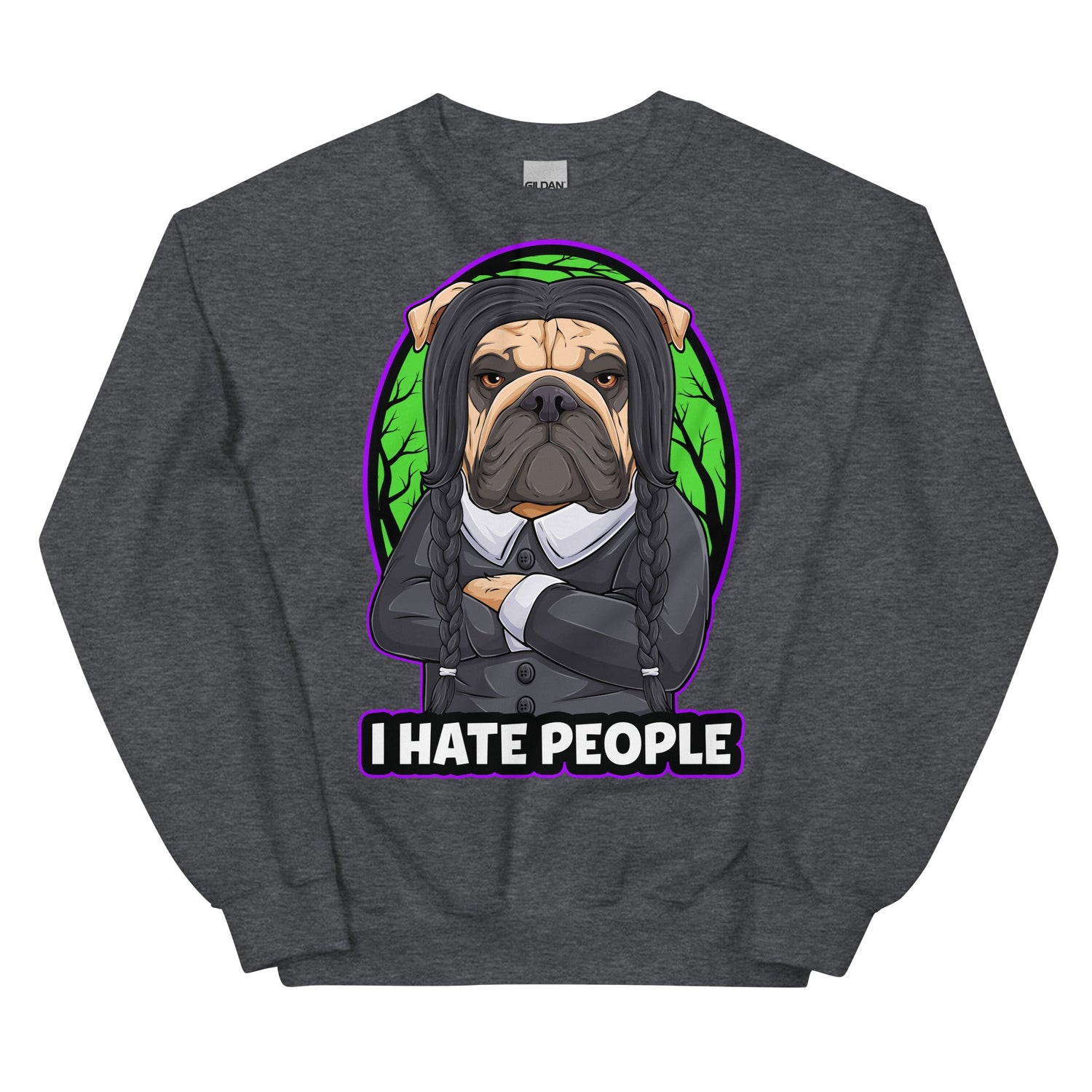 &quot;I Hate People&quot; Halloween Bulldog Unisex Sweatshirt