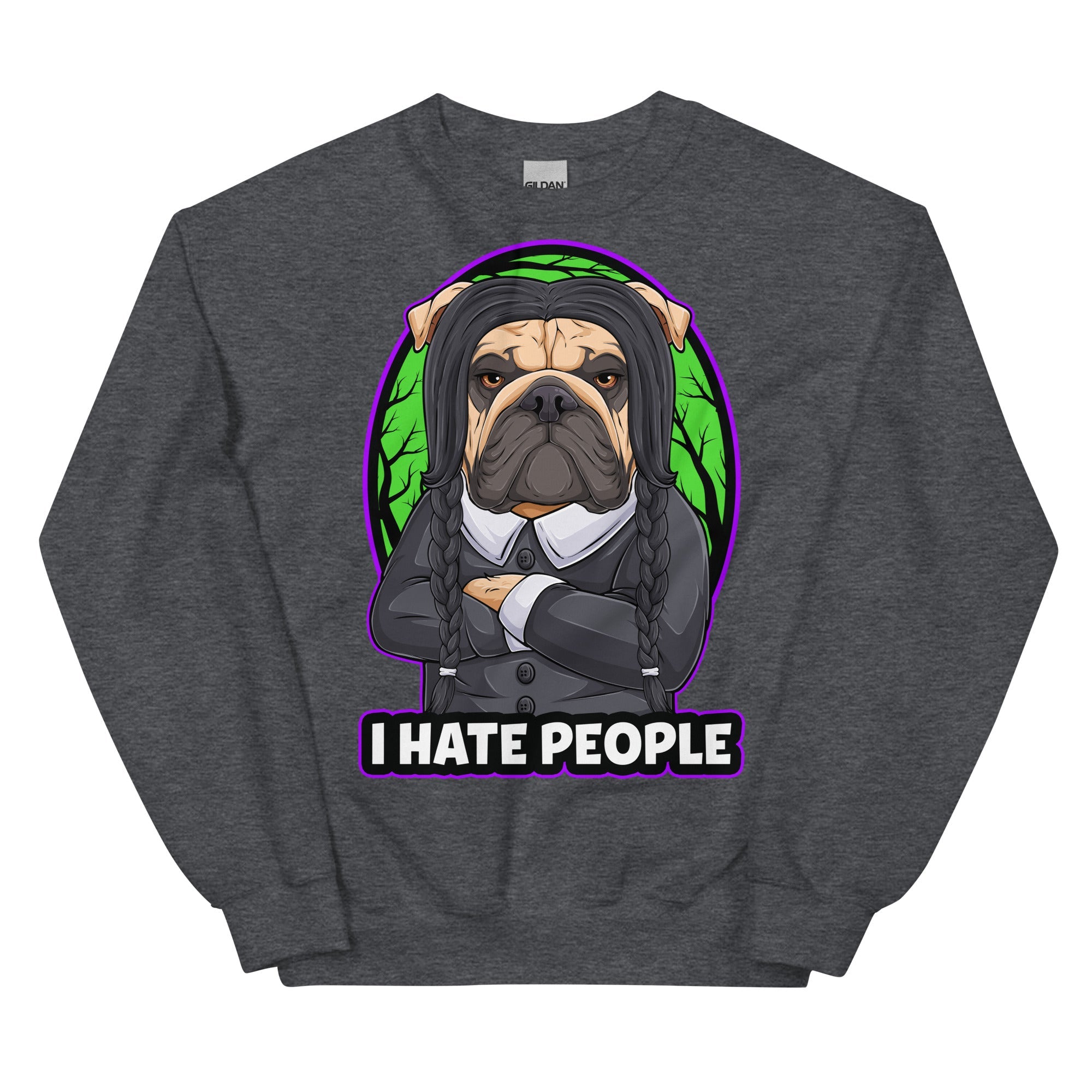 &quot;I Hate People&quot; Halloween Bulldog Unisex Sweatshirt