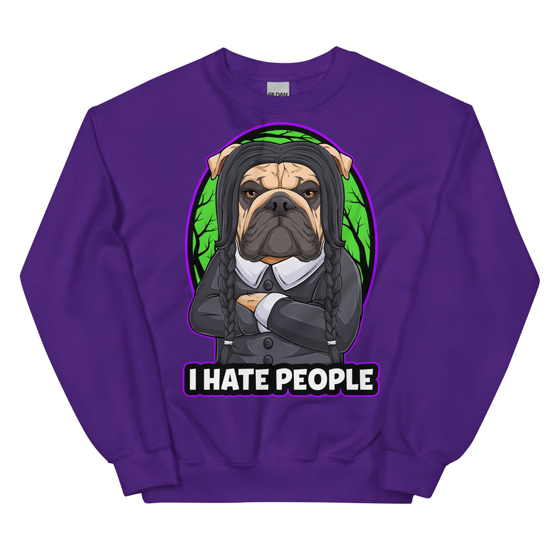 "I Hate People" Halloween Bulldog Unisex Sweatshirt