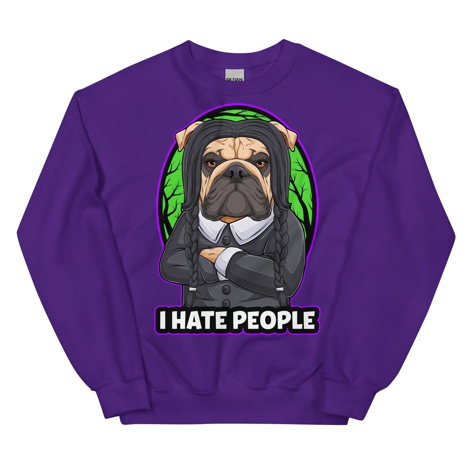 &quot;I Hate People&quot; Halloween Bulldog Unisex Sweatshirt