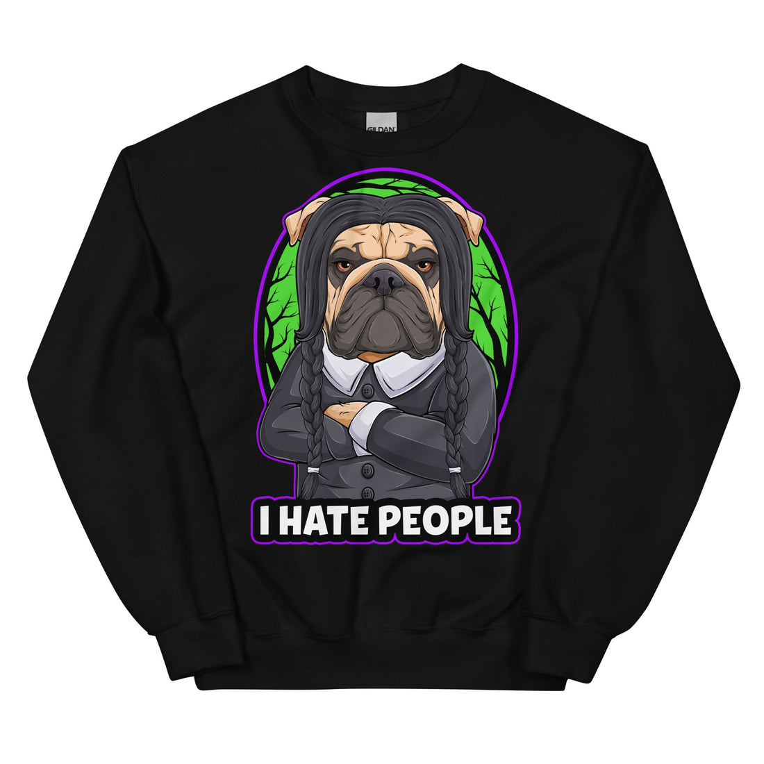 "I Hate People" Halloween Bulldog Unisex Sweatshirt