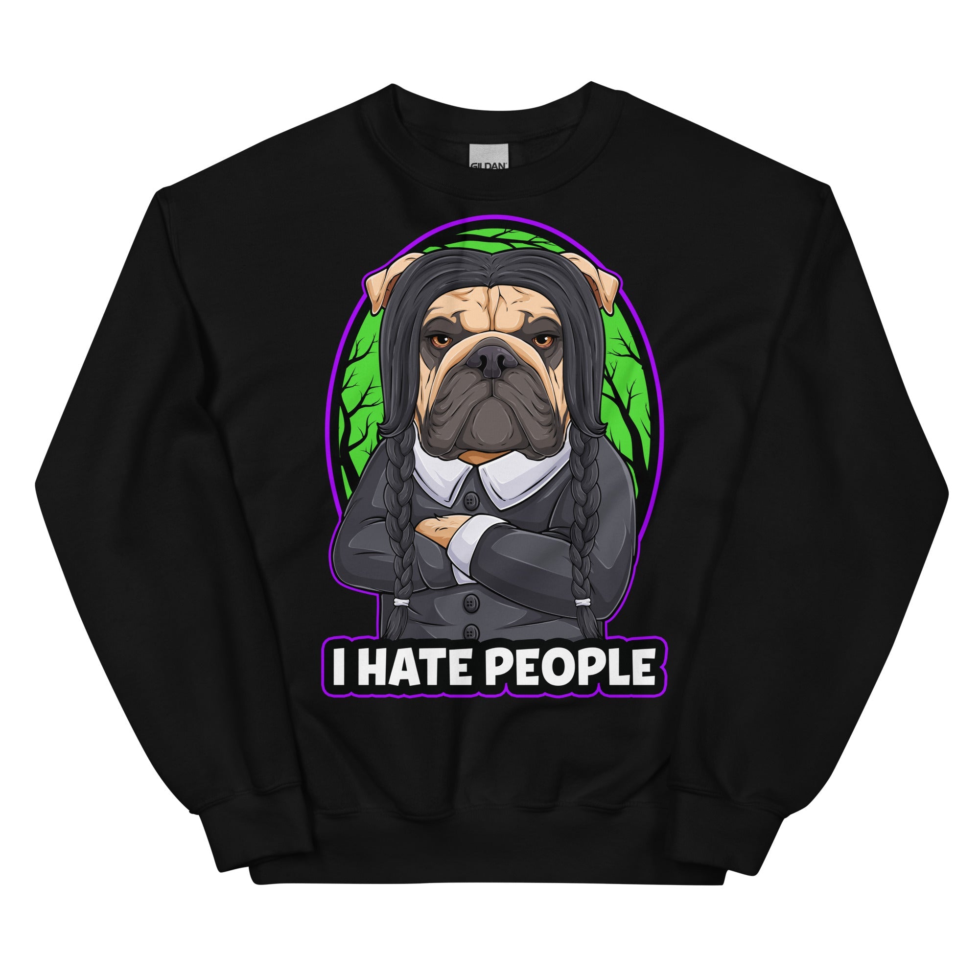 &quot;I Hate People&quot; Halloween Bulldog Unisex Sweatshirt