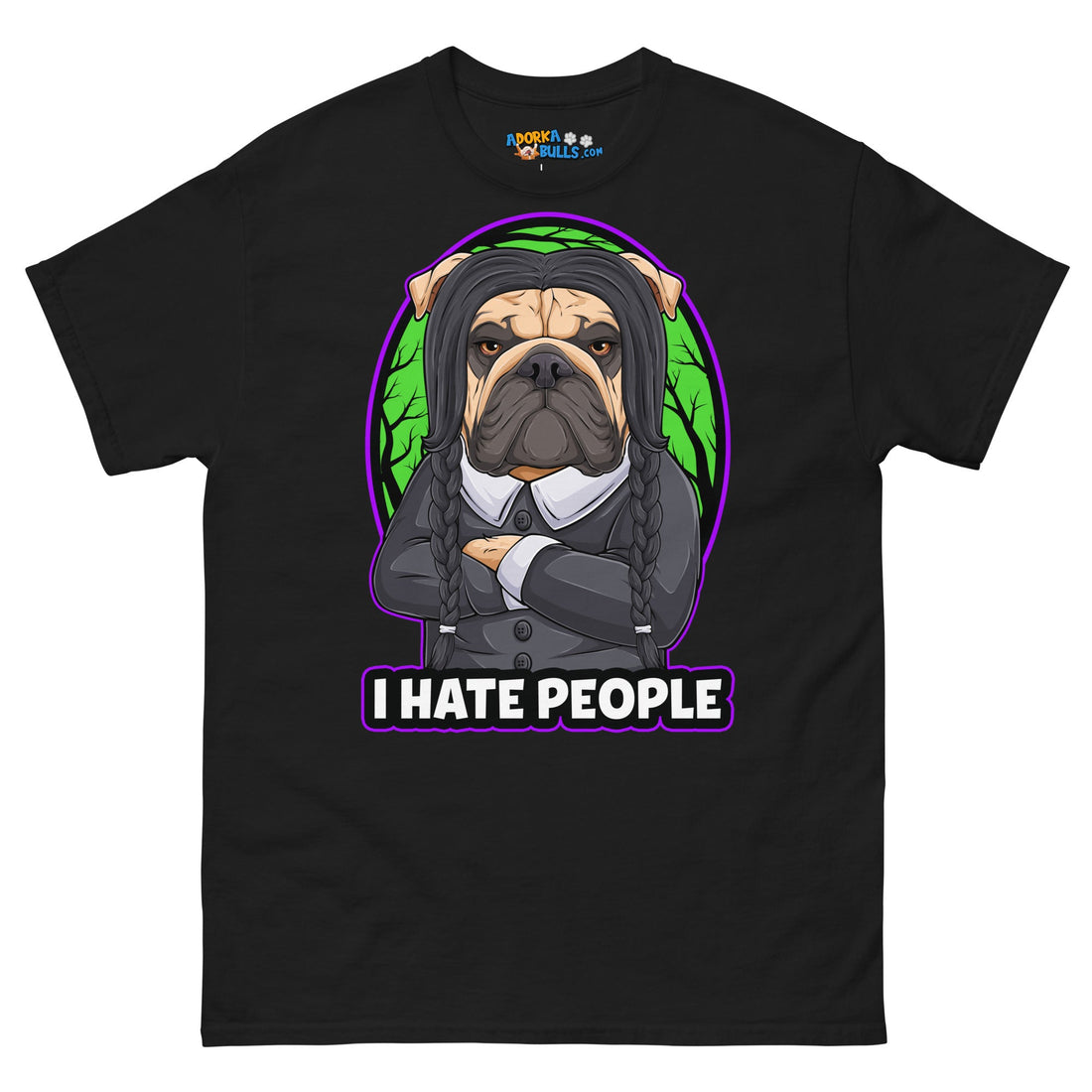 &quot;I Hate People&quot; Halloween Bulldog Unisex T-Shirt