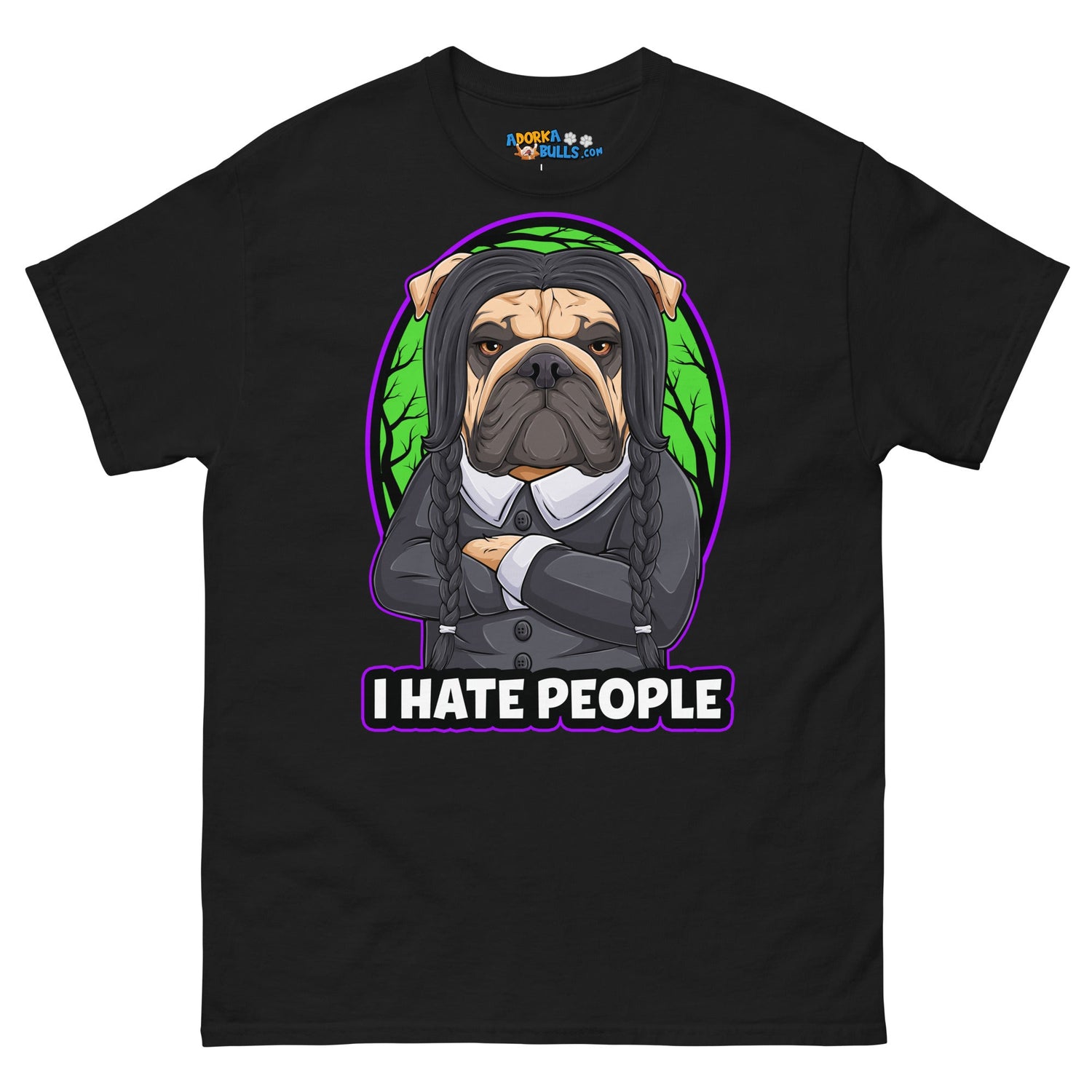 &quot;I Hate People&quot; Halloween Bulldog Unisex T-Shirt