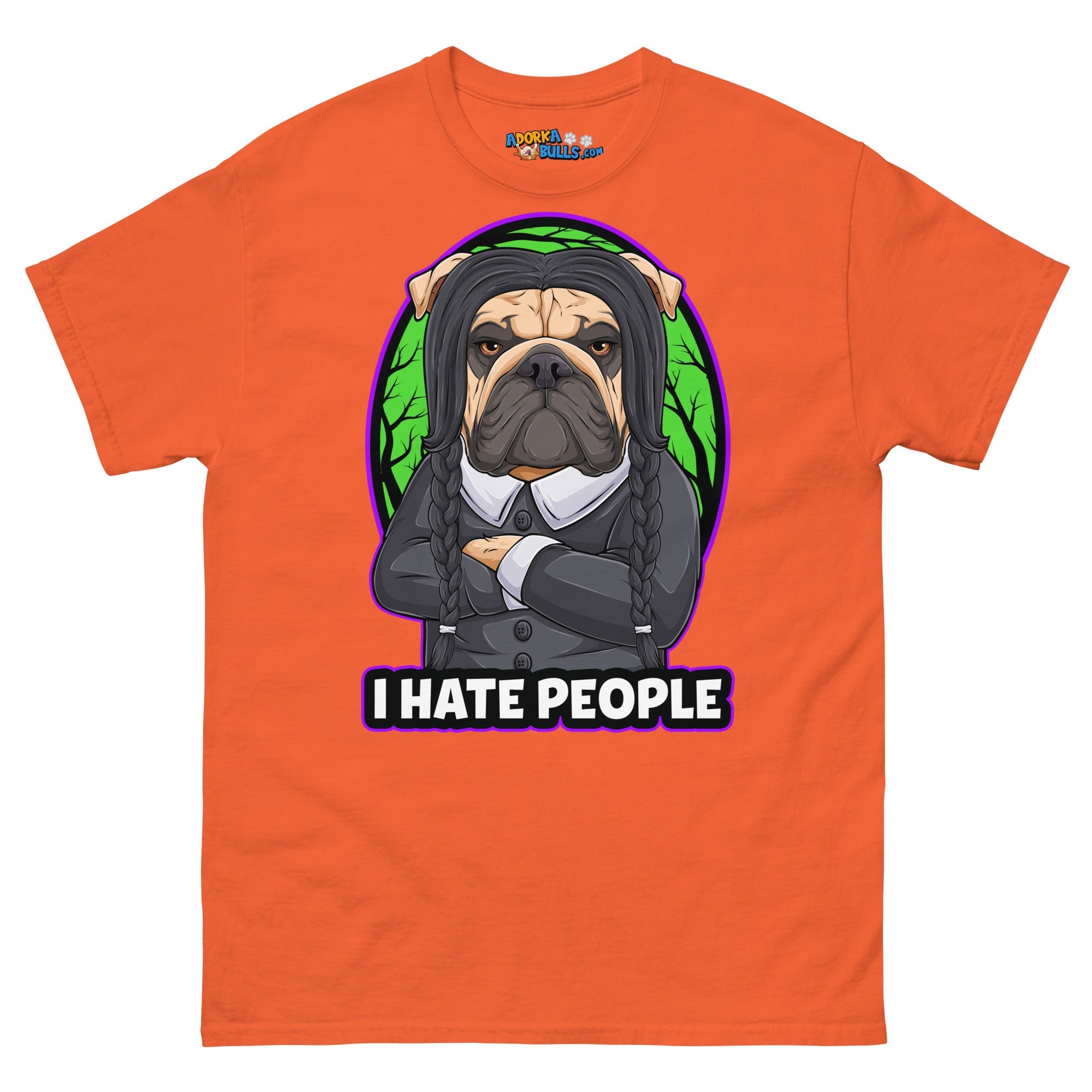&quot;I Hate People&quot; Halloween Bulldog Unisex T-Shirt