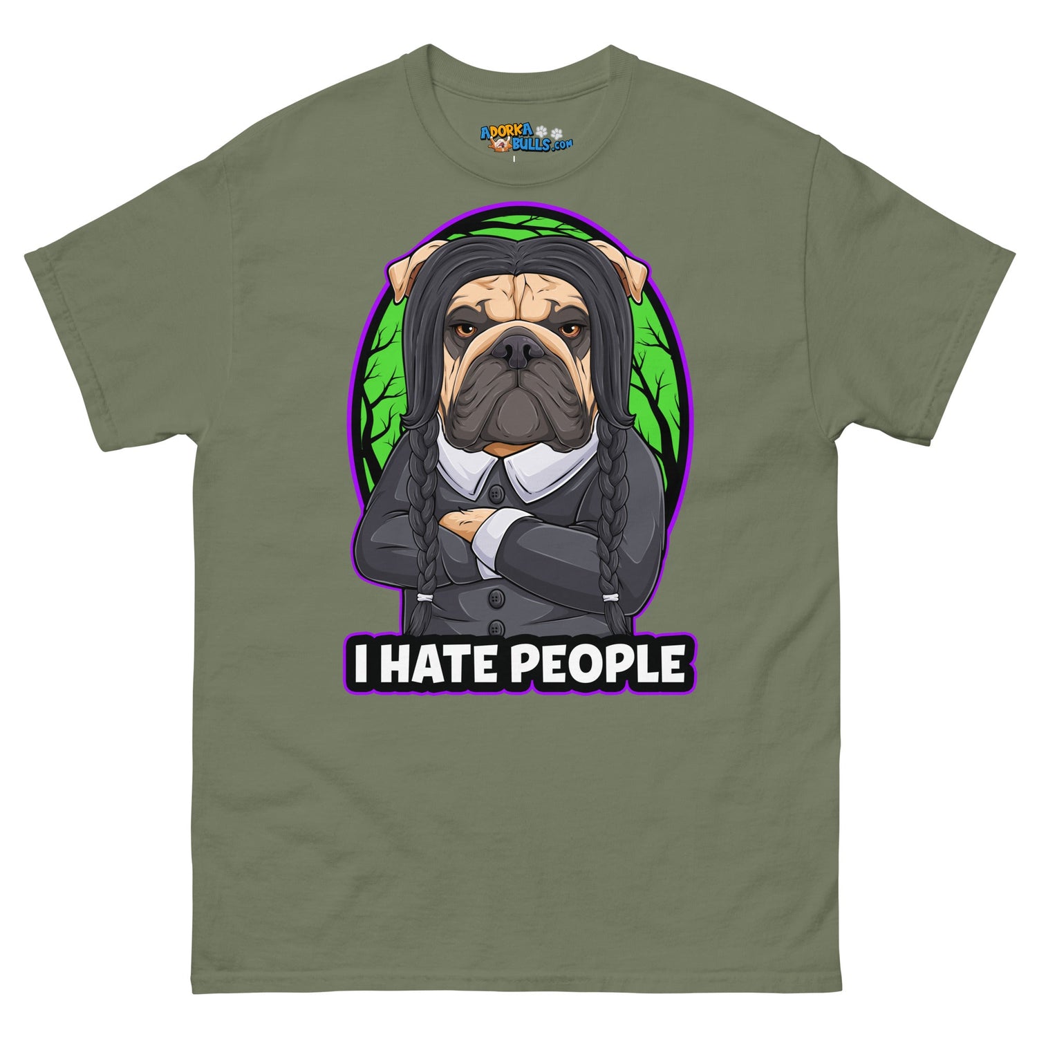 &quot;I Hate People&quot; Halloween Bulldog Unisex T-Shirt