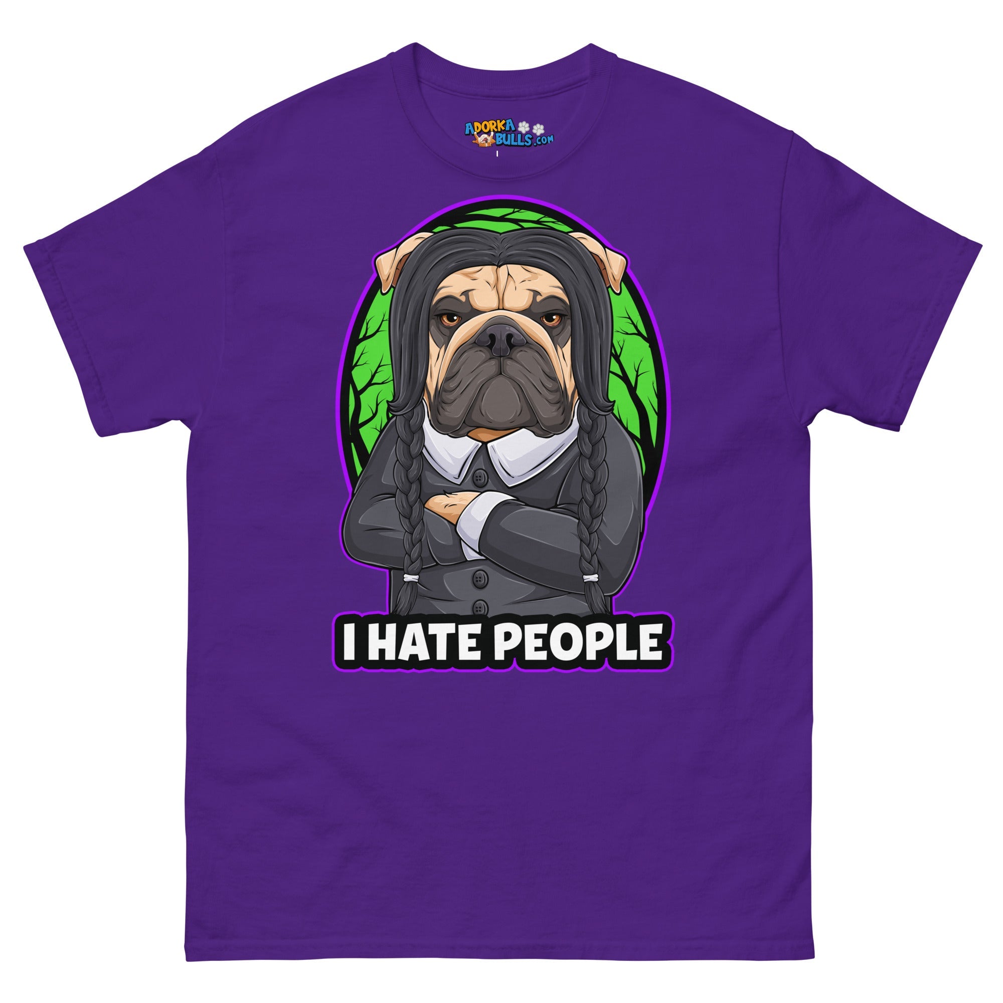 &quot;I Hate People&quot; Halloween Bulldog Unisex T-Shirt