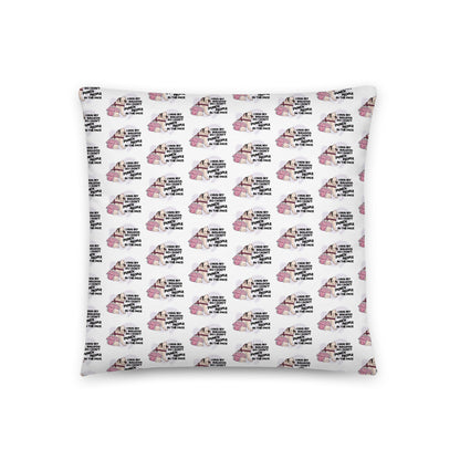 &quot;I Hug My Bulldog&quot; Female English Bulldog Throw Pillow | B&amp;W Colored with Spina Bifida