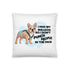 "I Hug My Bulldog" Male French Bulldog Throw Pillow | Fawn & White with Spina Bifida