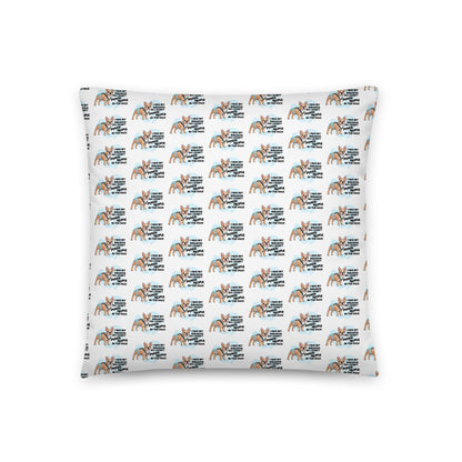 &quot;I Hug My Bulldog&quot; Male French Bulldog Throw Pillow | Fawn &amp; White with Spina Bifida