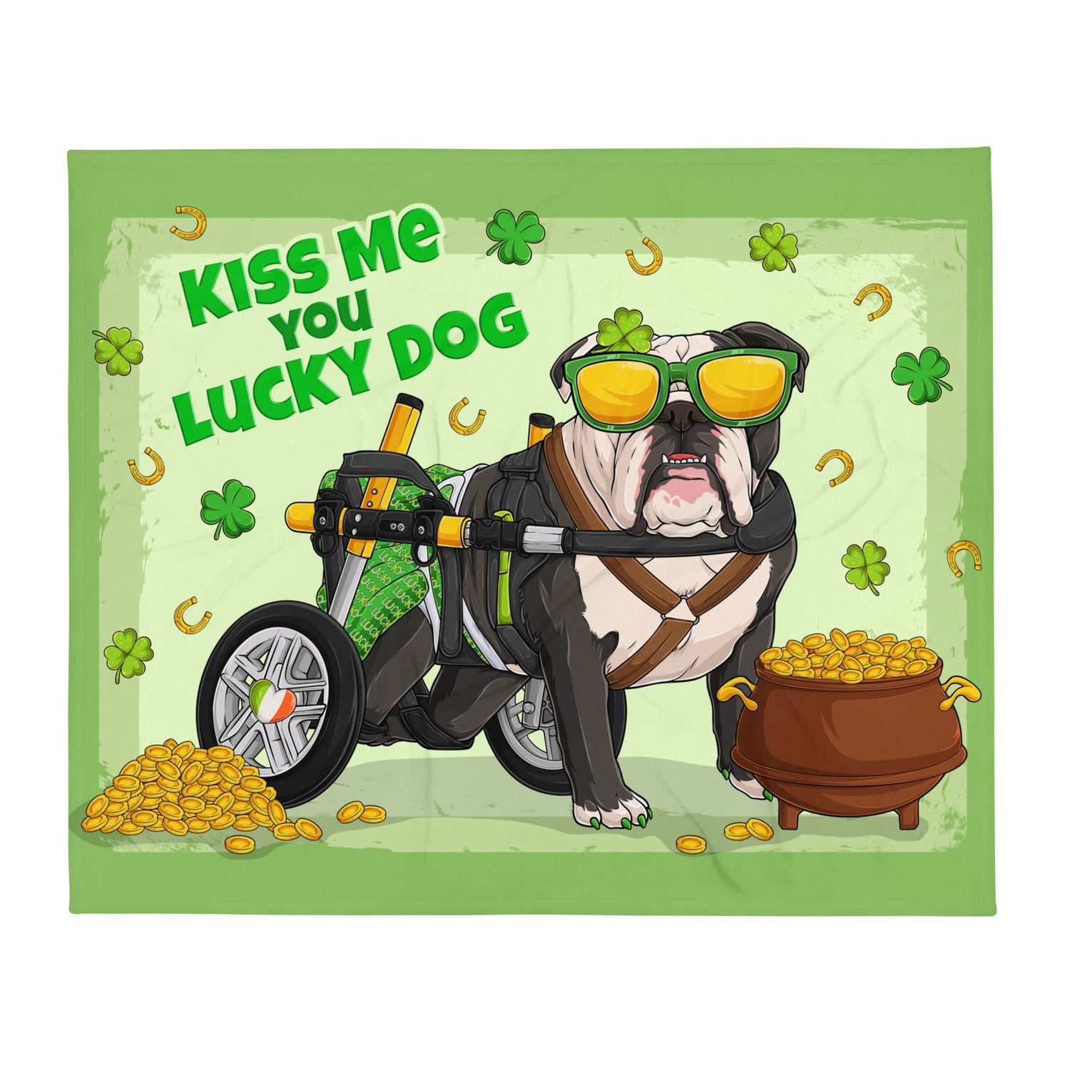 Kiss Me You Lucky Dog Throw Blanket