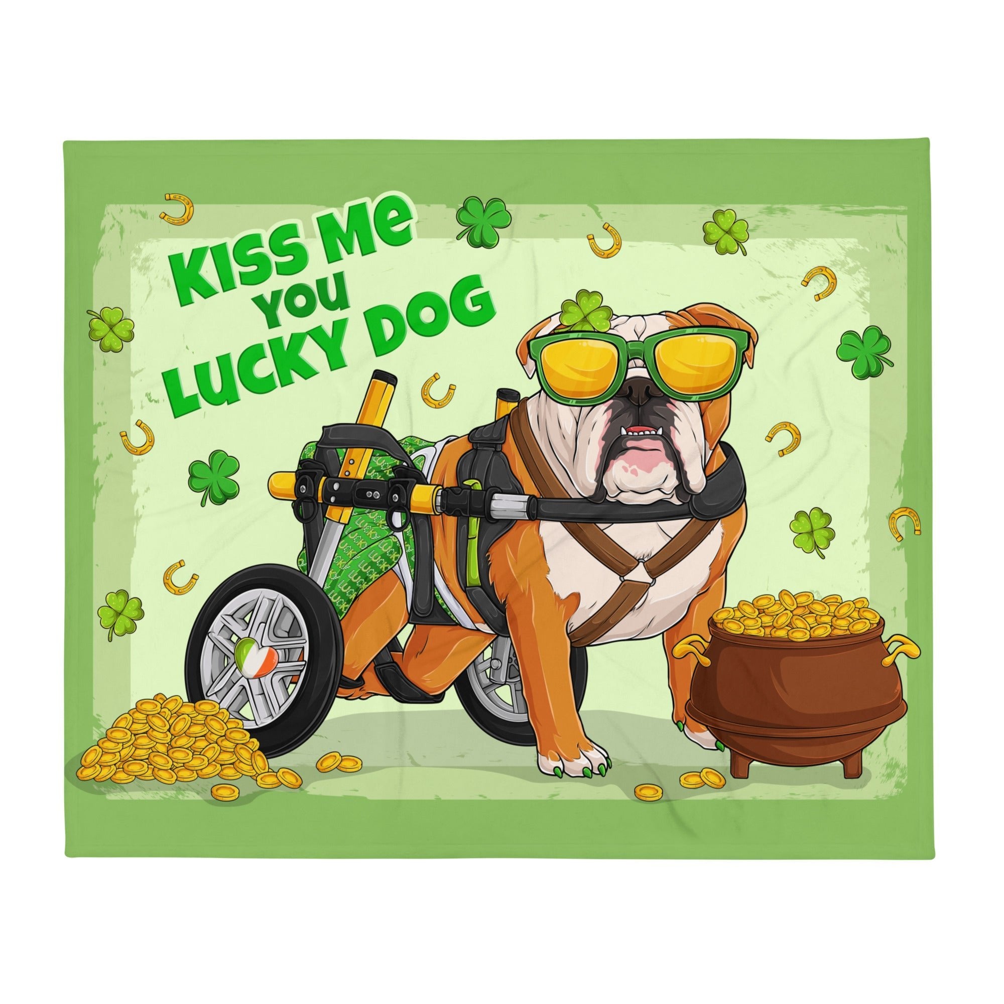 Kiss Me You Lucky Dog Throw Blanket