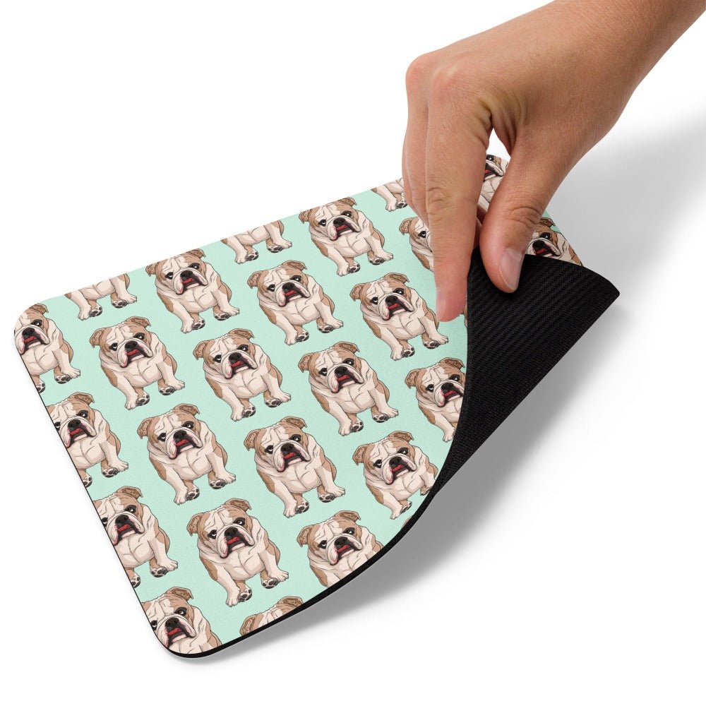 Lazy English Bulldog Mouse Pad | Fawn & White Colored
