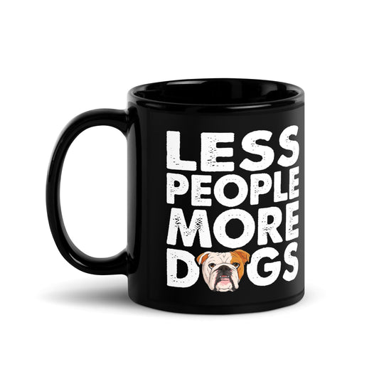 "Less People More Dogs" English Bulldog Mug | Red & White Colored