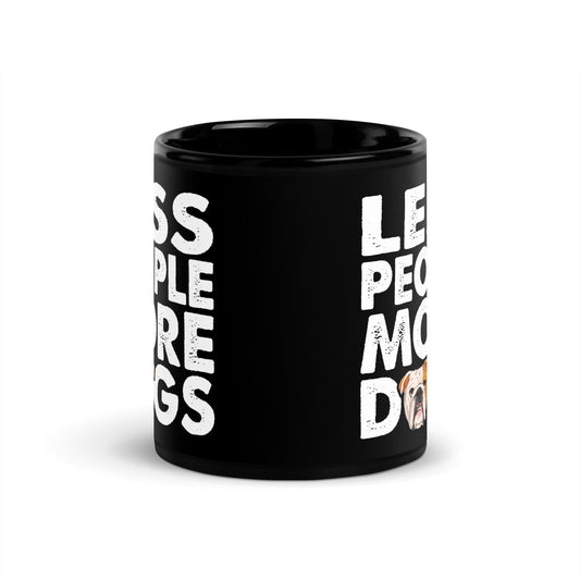 "Less People More Dogs" English Bulldog Mug | Red & White Colored