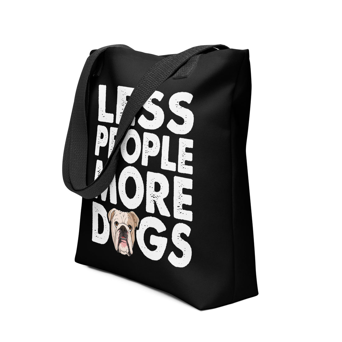 &quot;Less People More Dogs&quot; English Bulldog Tote Bag | Fawn &amp; White Colored