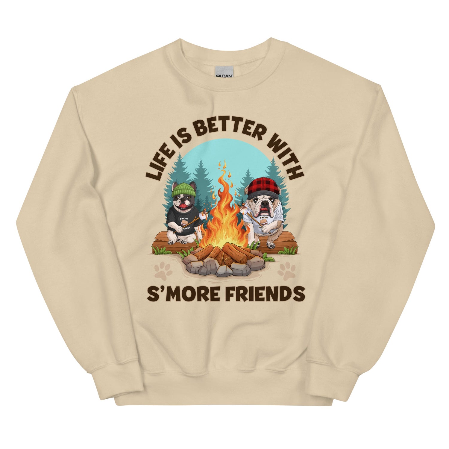 &quot;Life Is Better With S’more Friends&quot; – French &amp; English Bulldog Campfire Unisex Sweatshirt