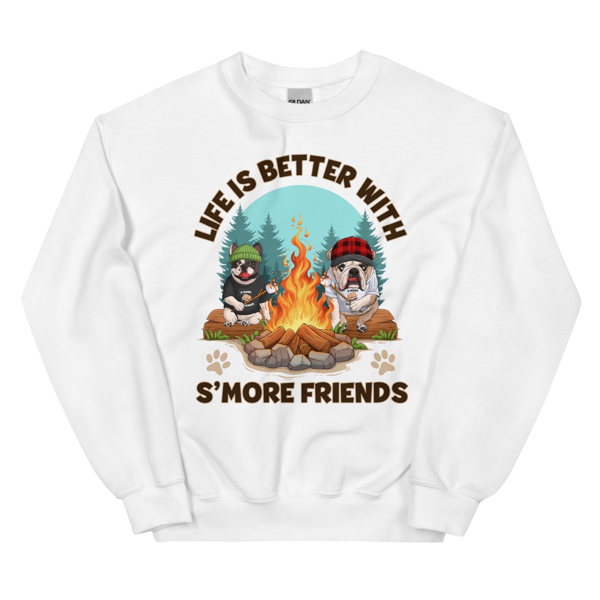 &quot;Life Is Better With S’more Friends&quot; – French &amp; English Bulldog Campfire Unisex Sweatshirt