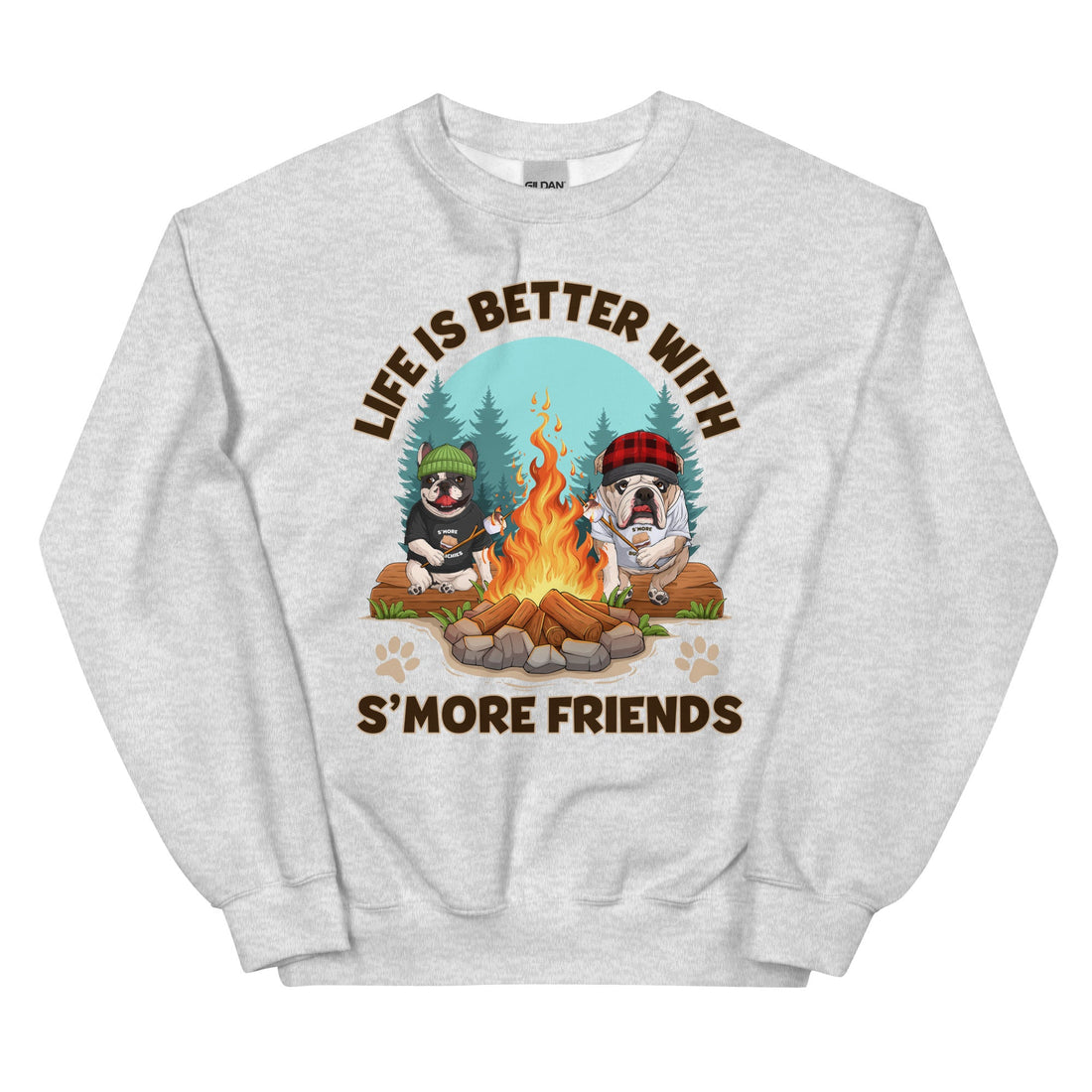 &quot;Life Is Better With S’more Friends&quot; – French &amp; English Bulldog Campfire Unisex Sweatshirt