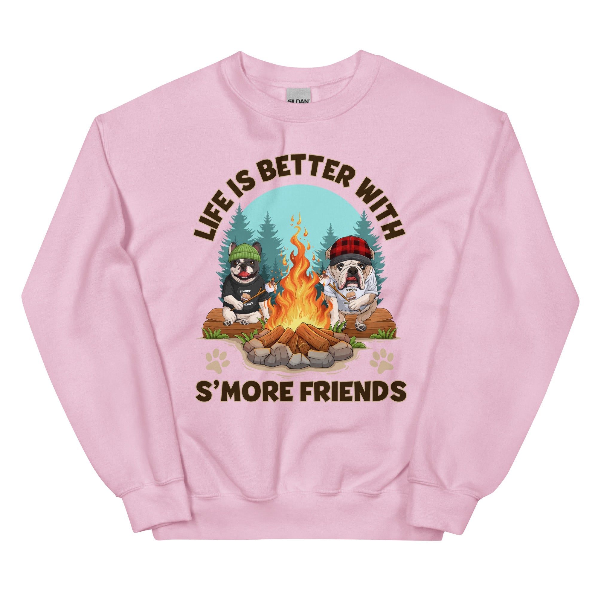 &quot;Life Is Better With S’more Friends&quot; – French &amp; English Bulldog Campfire Unisex Sweatshirt