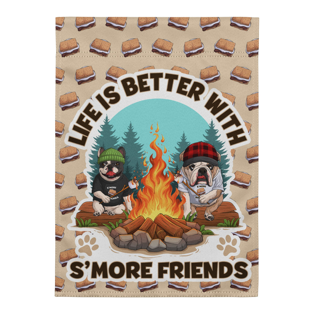 &quot;Life is Better with S’More Friends&quot; French &amp; English Bulldog Garden Flag