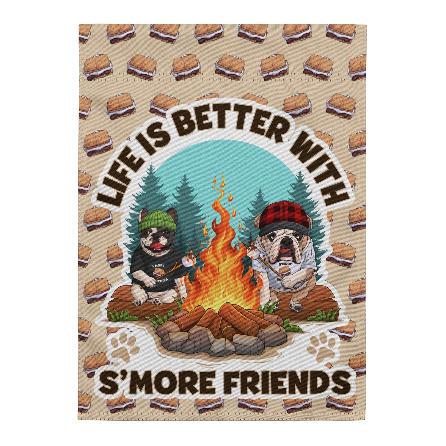 &quot;Life is Better with S’More Friends&quot; French &amp; English Bulldog Garden Flag