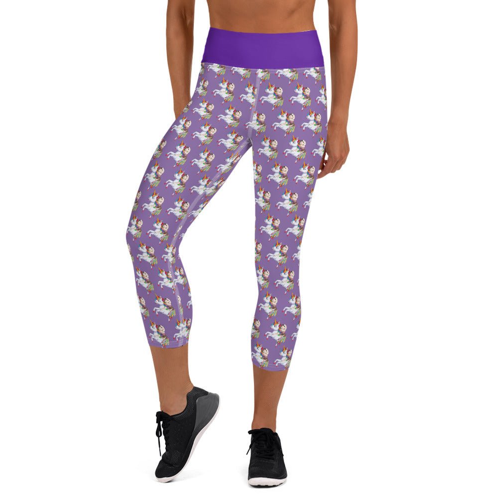 Lilypad Riding Unicorn Yoga Capri Leggings