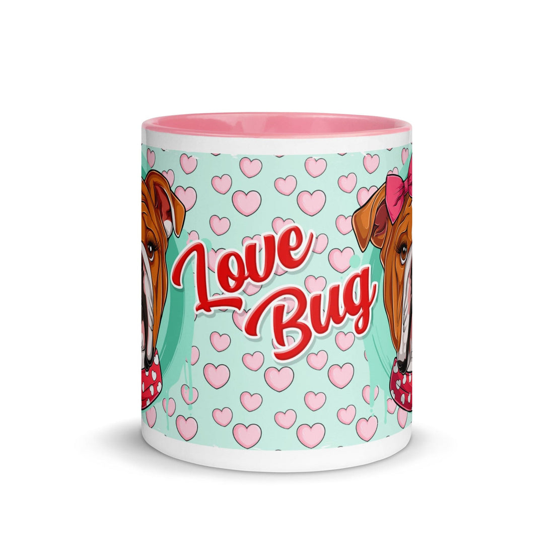 "Love Bug" English Bulldog Mug | Red & White Colored Female