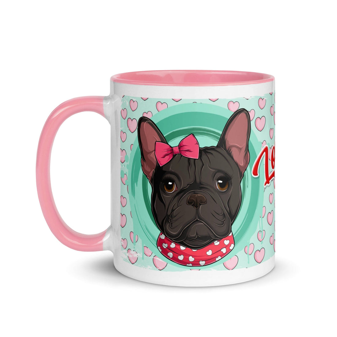 "Love Bug" French Bulldog Mug | B&W Colored Female